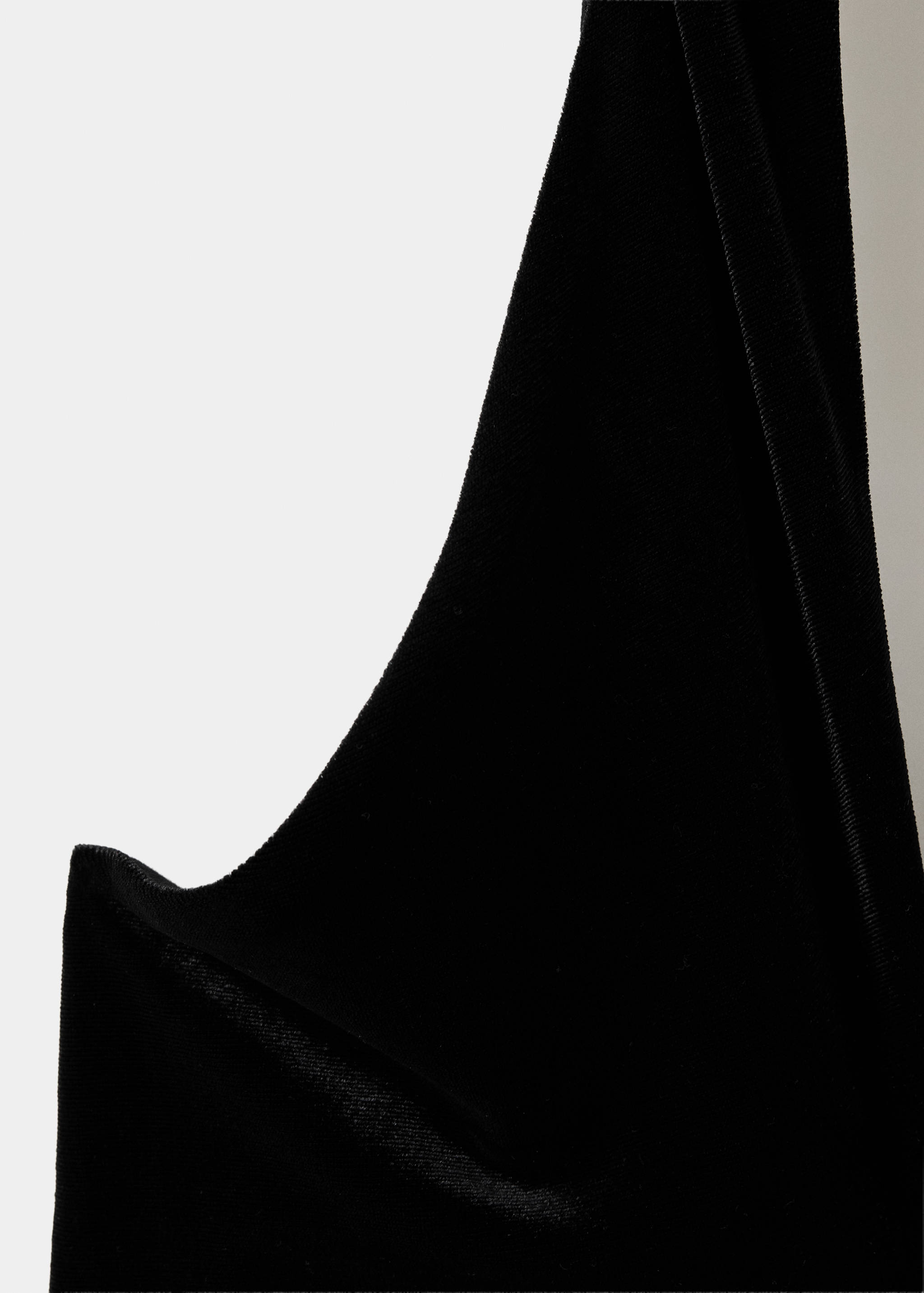 Close-up of a black textured top detail.