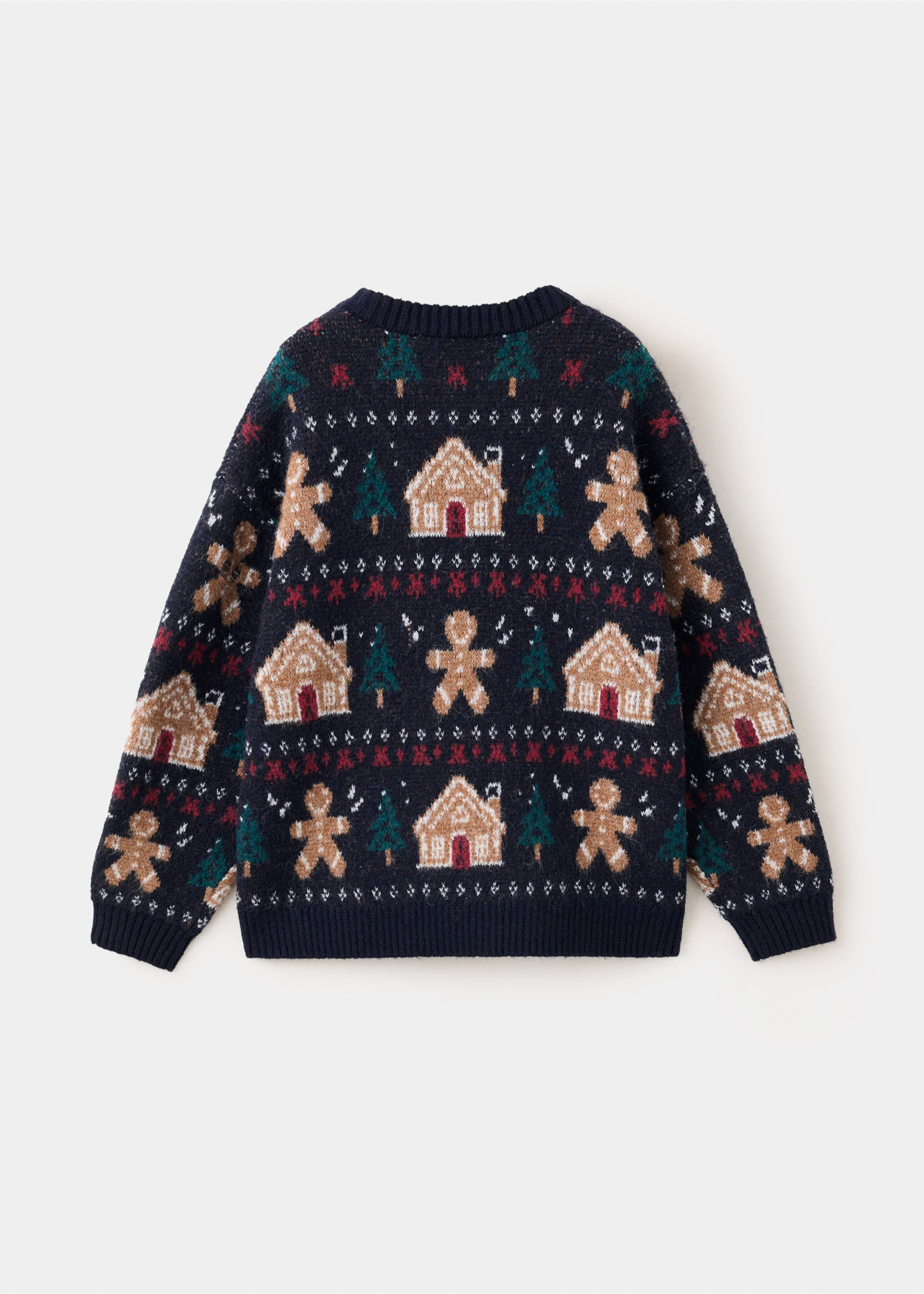 Dark blue gingerbread jacquard jersey, shown from the back., Navy. Ref: 37089224-00.