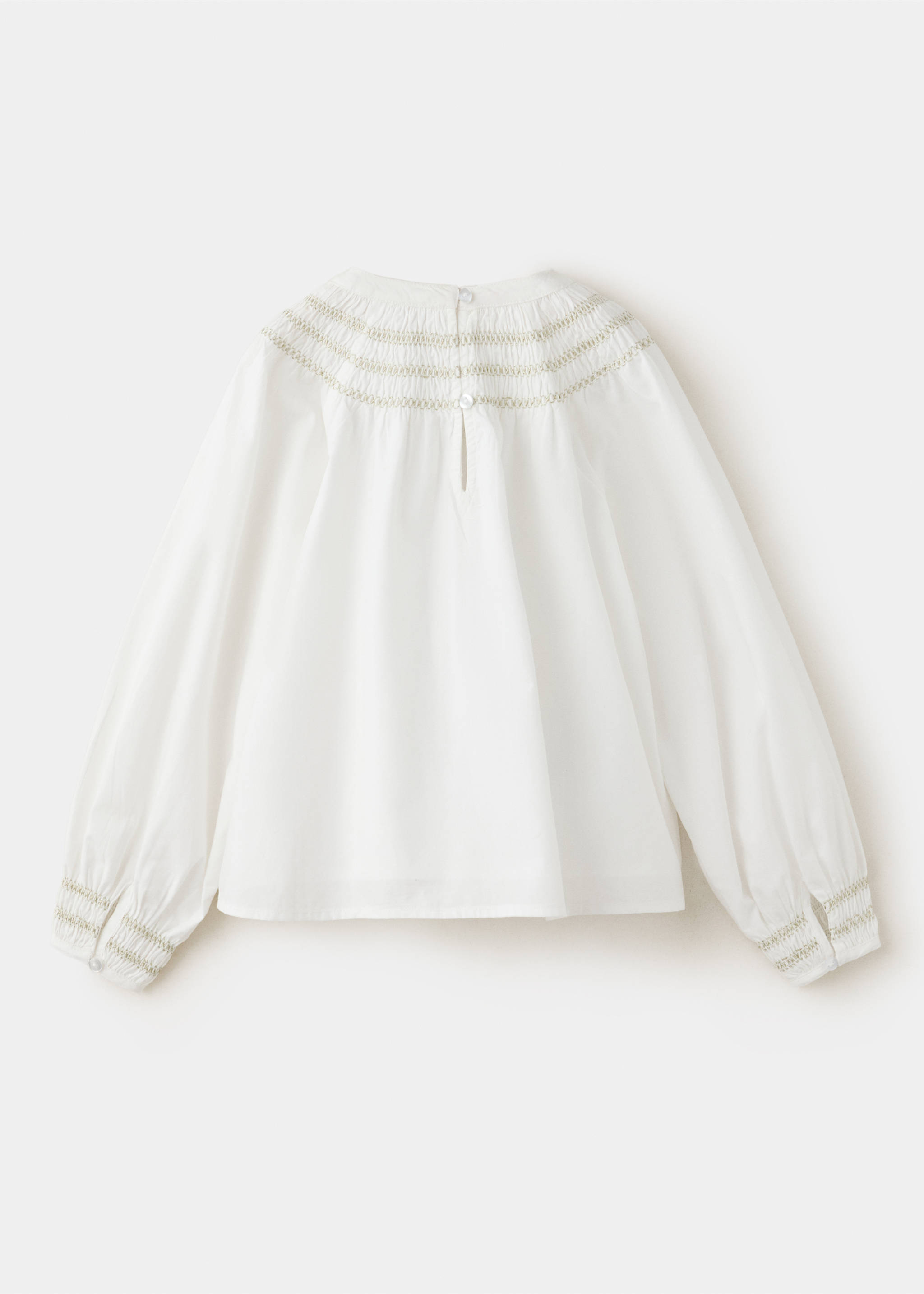 Blusa blanca de niña con costuras metálicas nido de abeja en la espalda, Blanco. Ref: 37089225-00.