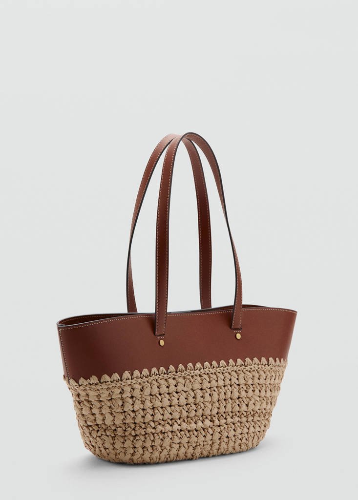 Natural fibre tote bag — Leather