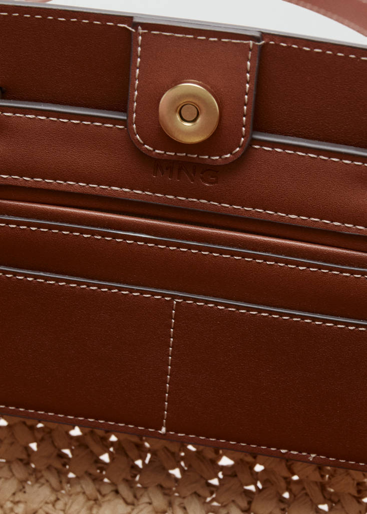 Natural fibre tote bag — Leather