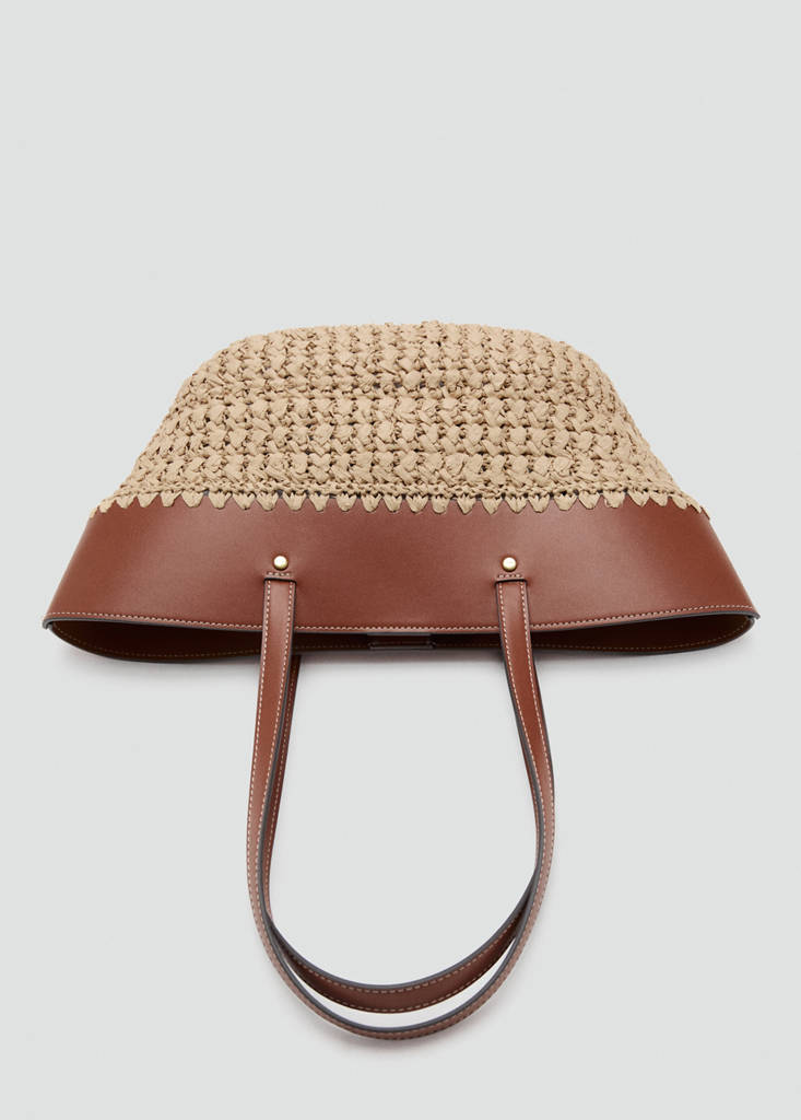 Natural fibre tote bag — Leather