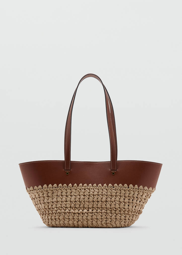 Natural fibre tote bag — Leather
