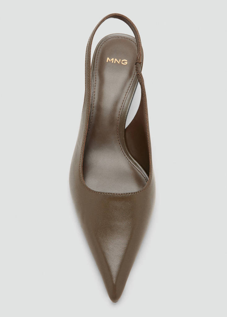 Pointed-toe leather heeled shoes — Khaki