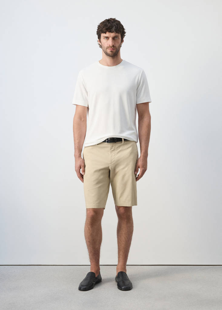 Slim-fit chino cotton bermuda shorts — Beige