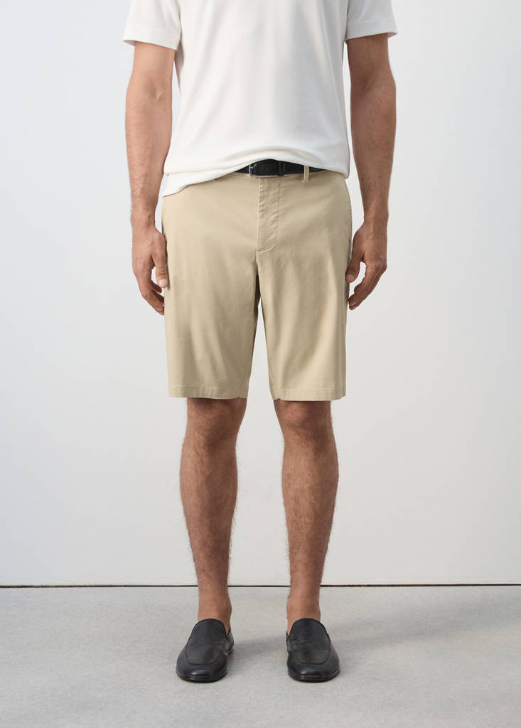 Slim-fit chino cotton bermuda shorts — Beige