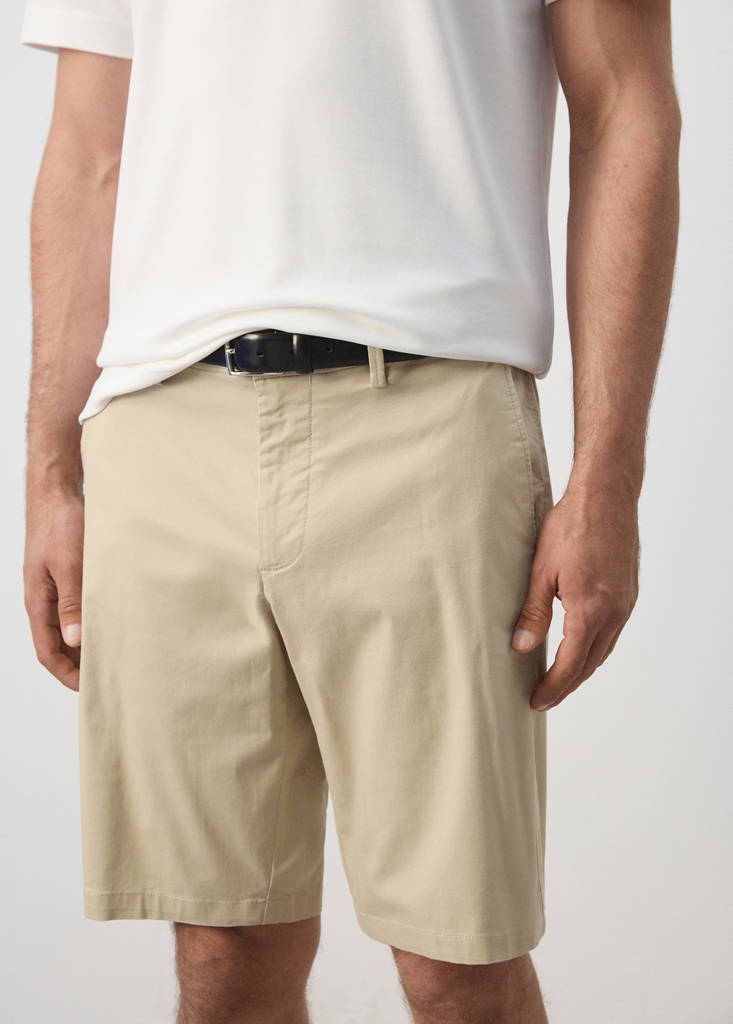 Slim-fit chino cotton bermuda shorts — Beige