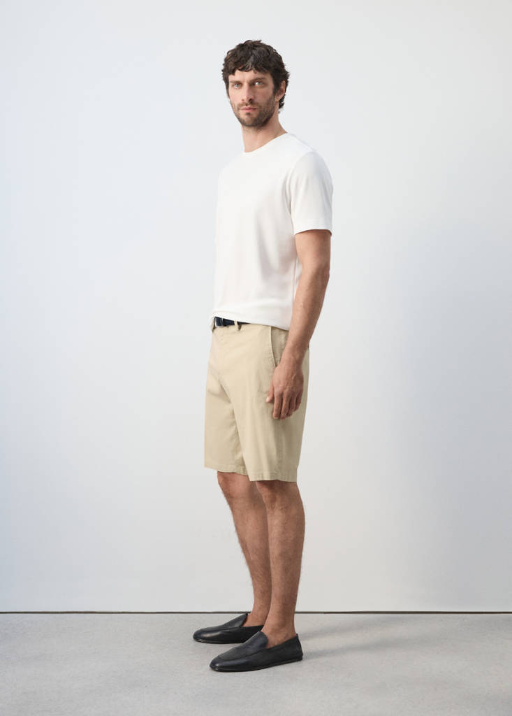 Slim-fit chino cotton bermuda shorts — Beige