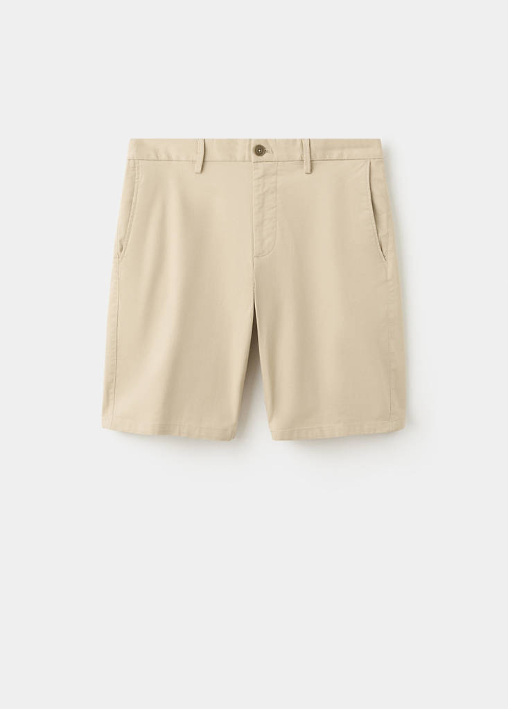 Slim-fit chino cotton bermuda shorts — Beige