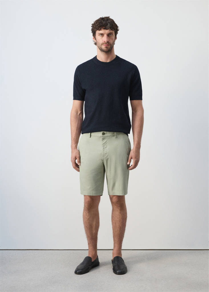 Slim-fit chino cotton bermuda shorts — Mint Green