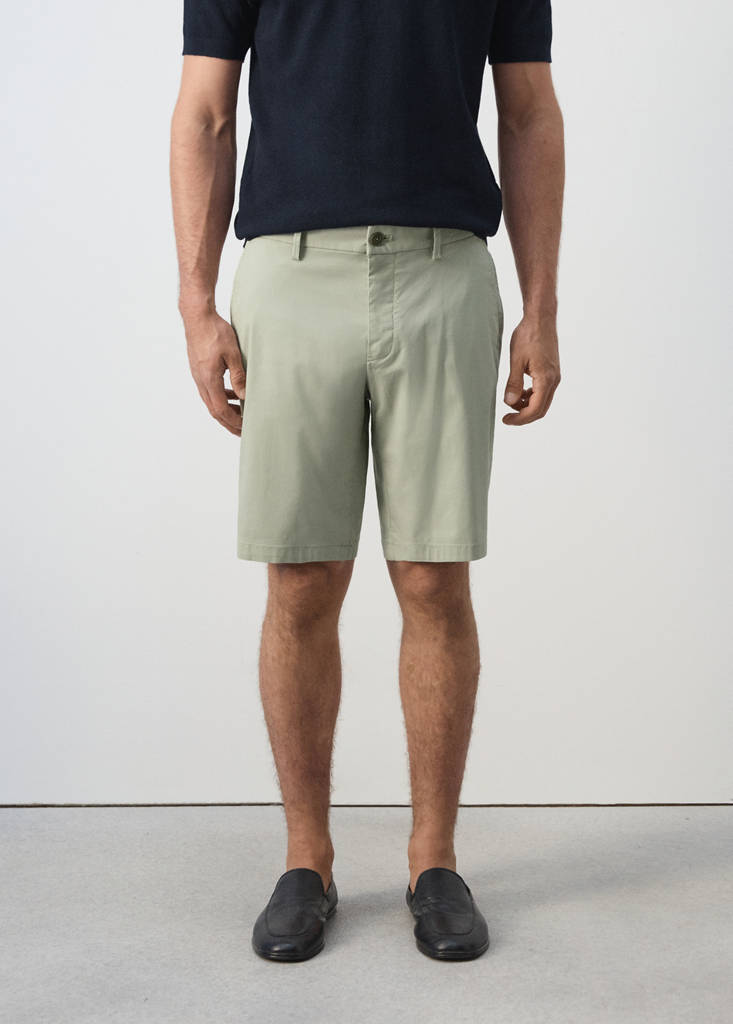Slim-fit chino cotton bermuda shorts — Mint Green