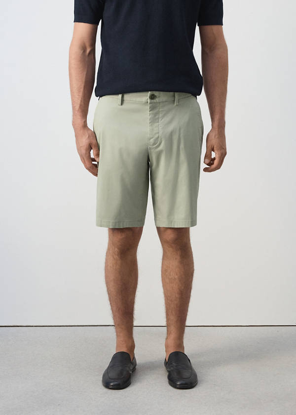 Slim-fit chino cotton bermuda shorts — Mint Green