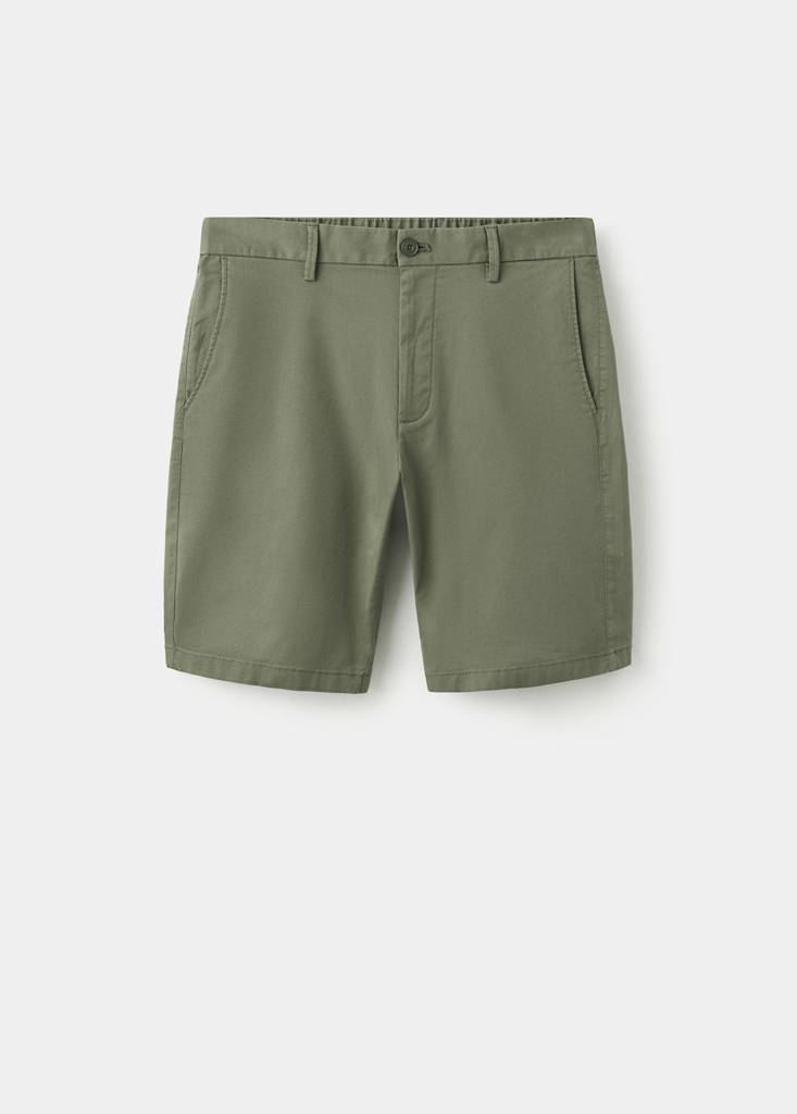 Slim-fit chino cotton bermuda shorts — Forest Green