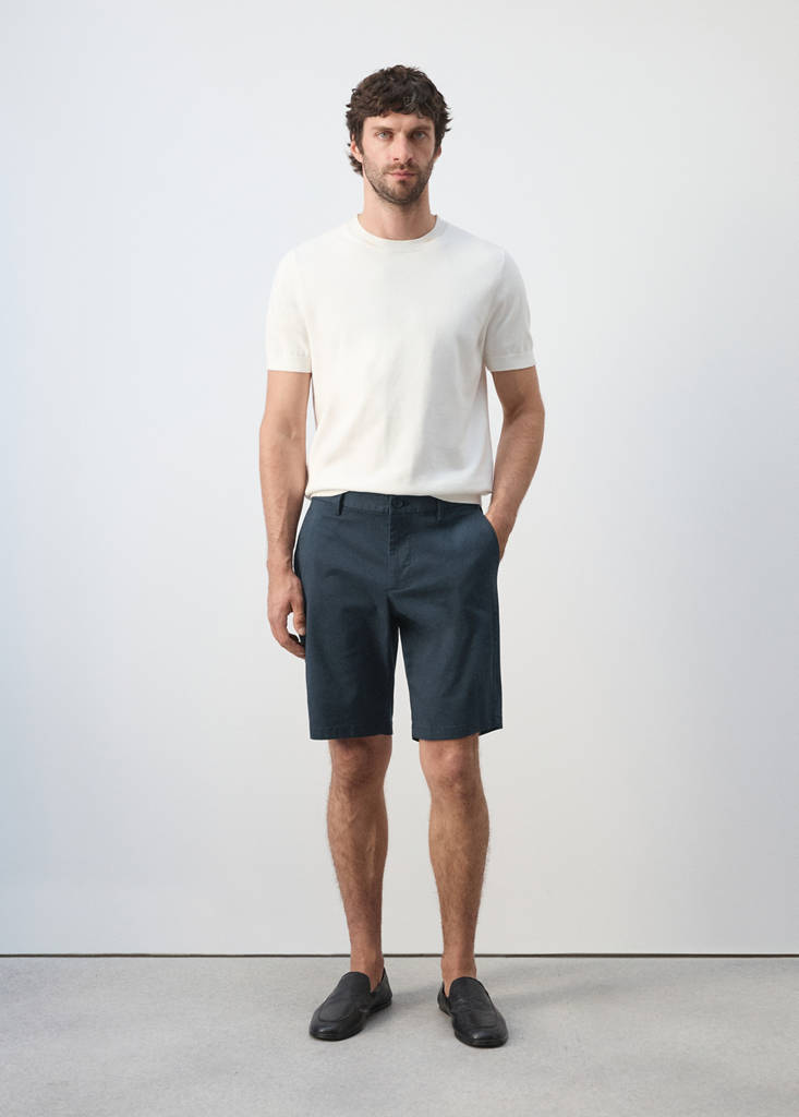 Slim-fit chino cotton bermuda shorts — Navy