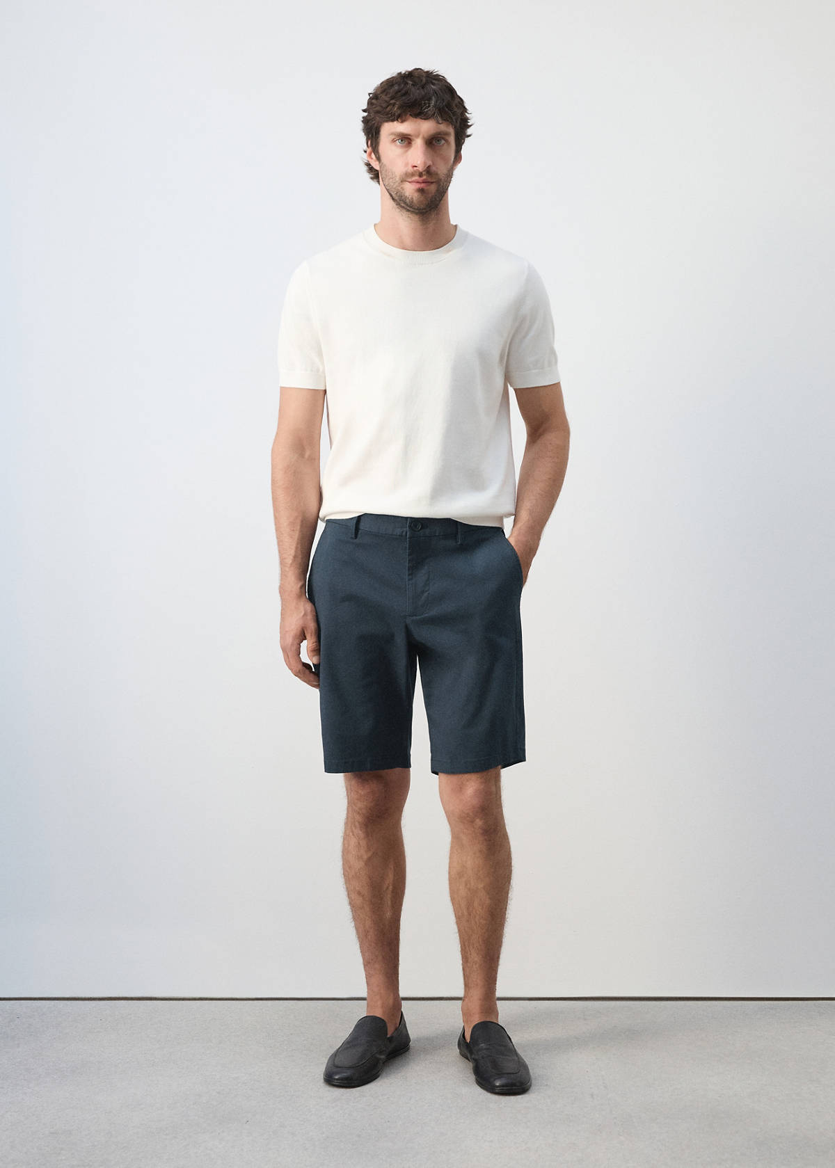Slim-fit chino cotton bermuda shorts — Navy