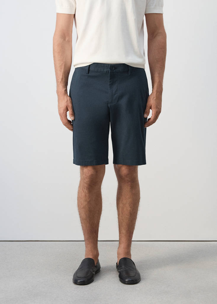 Slim-fit chino cotton bermuda shorts — Navy