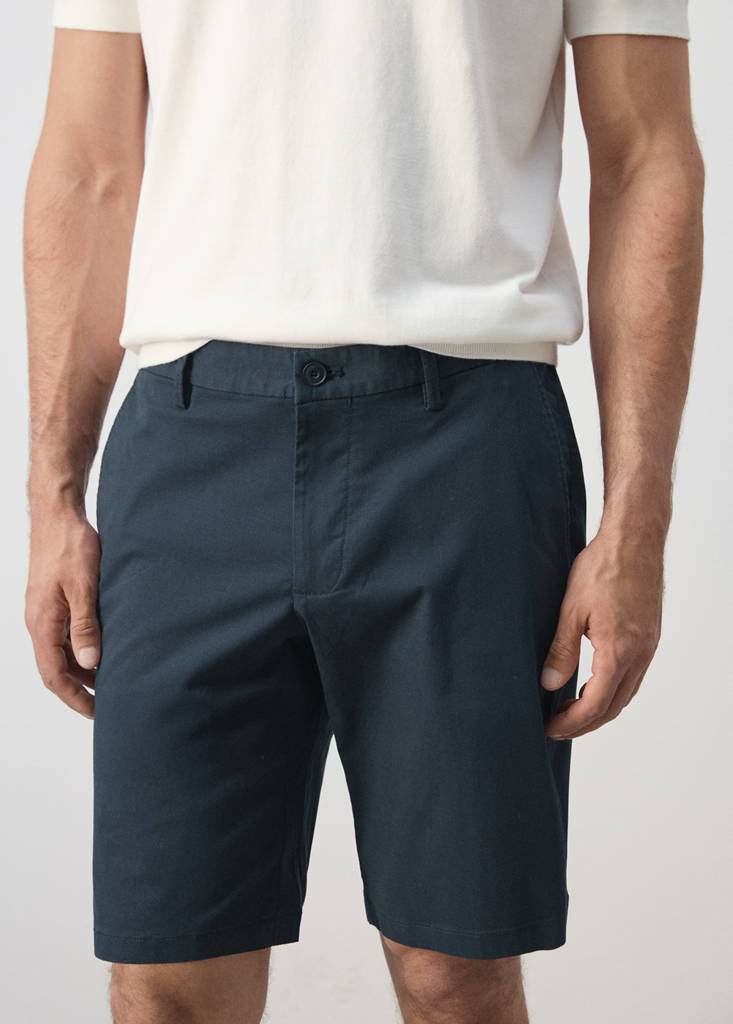 Slim-fit chino cotton bermuda shorts — Navy