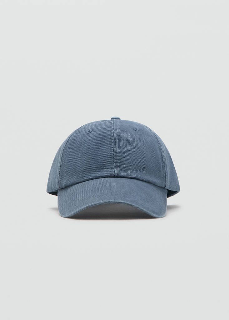 Mango Plain Cotton Cap In Blue