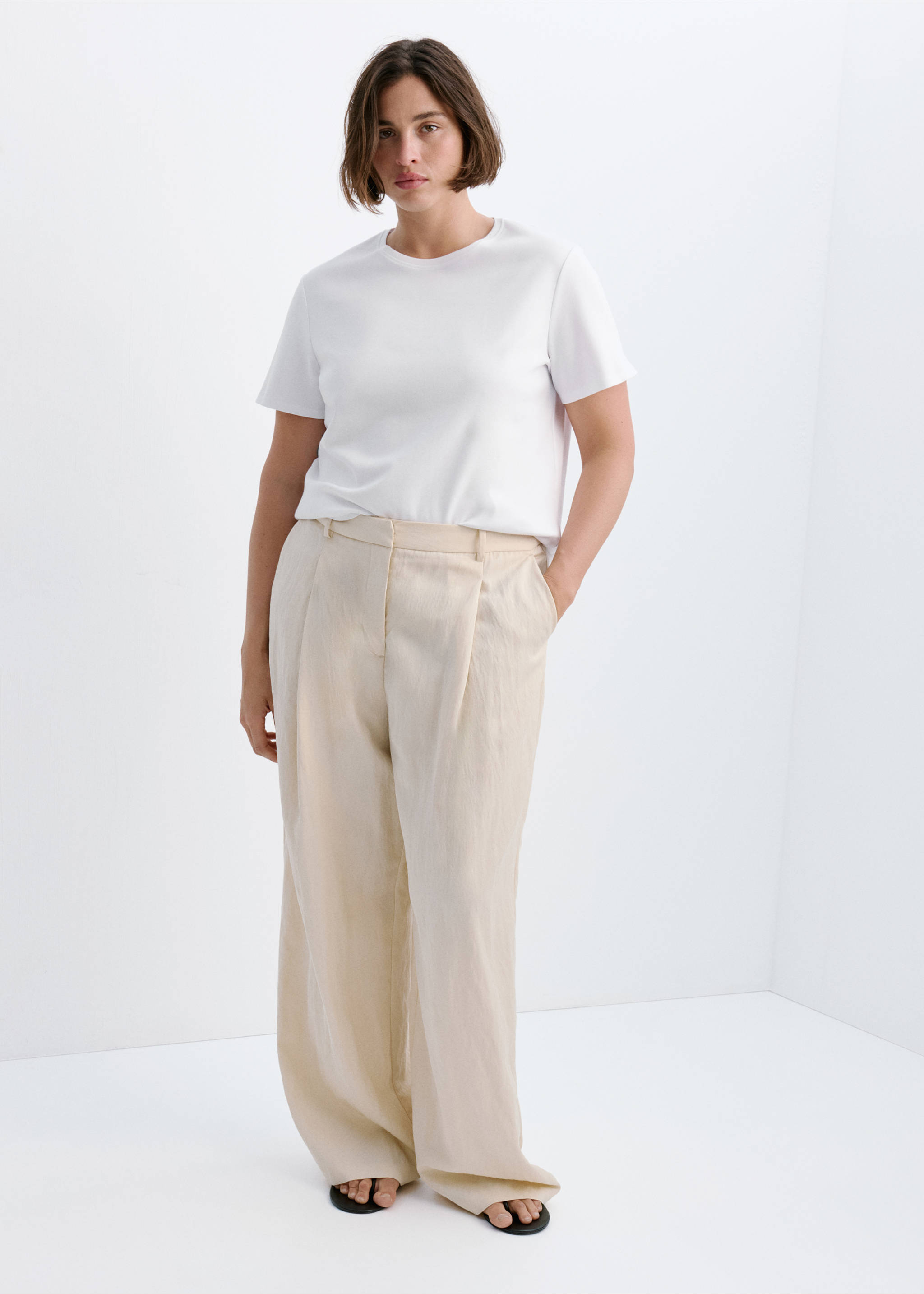 100% cotton t-shirt - Details of the article 3, White. Ref: 37091331-00.