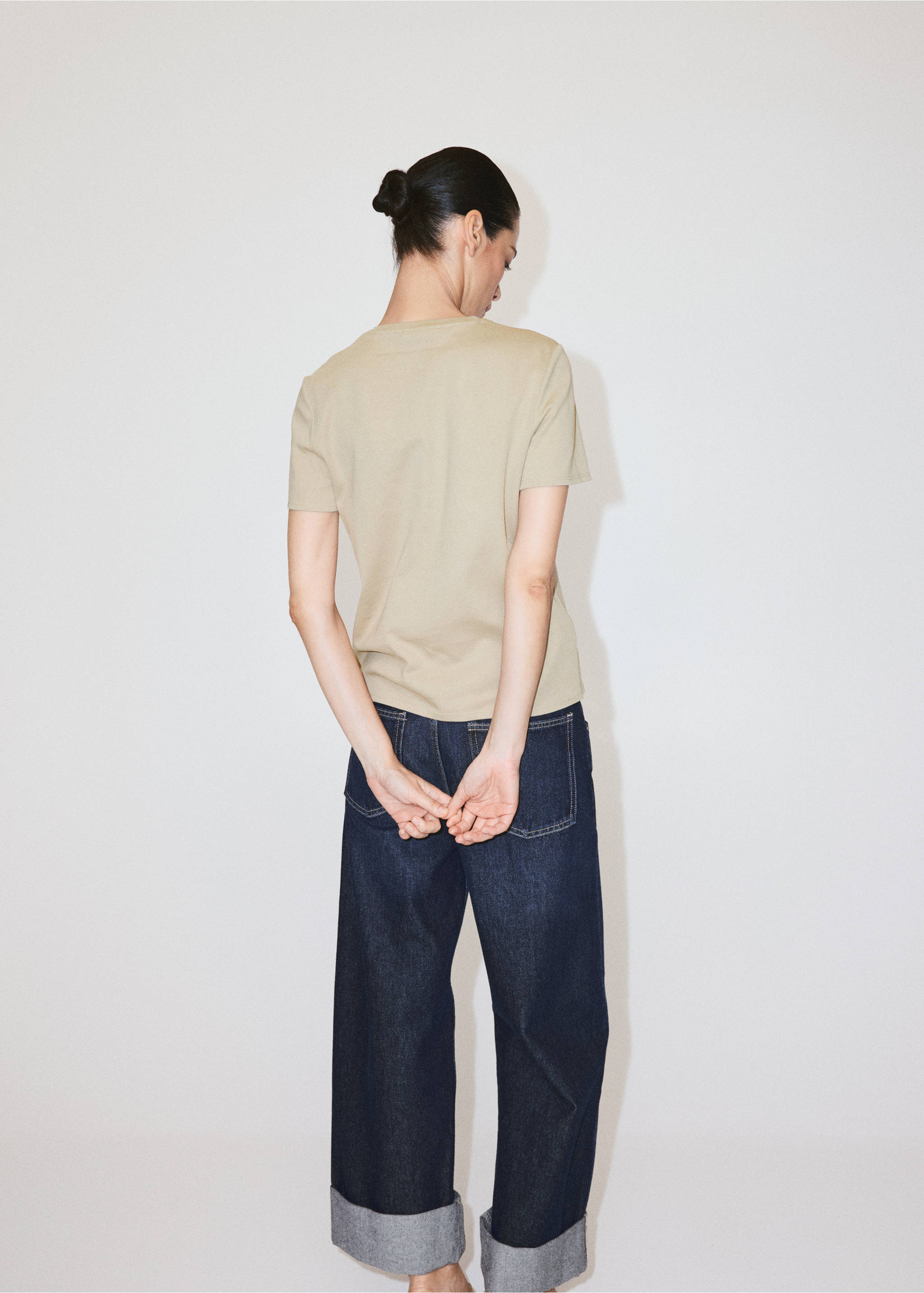 100% cotton t-shirt - Reverse of the article, Khaki. Ref: 37091331-00.