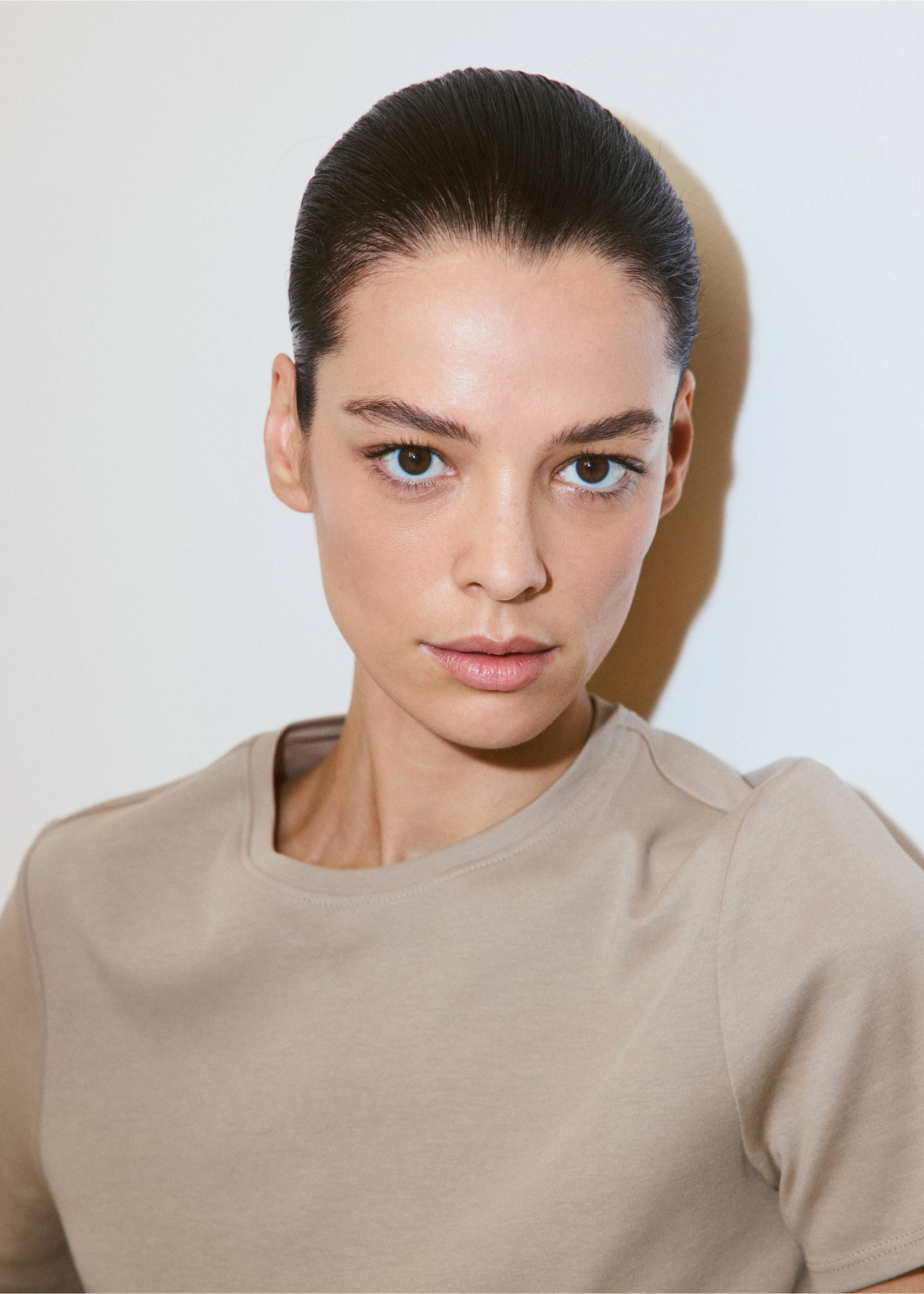 100% cotton t-shirt - Details of the article 1, Khaki. Ref: 37091331-00.