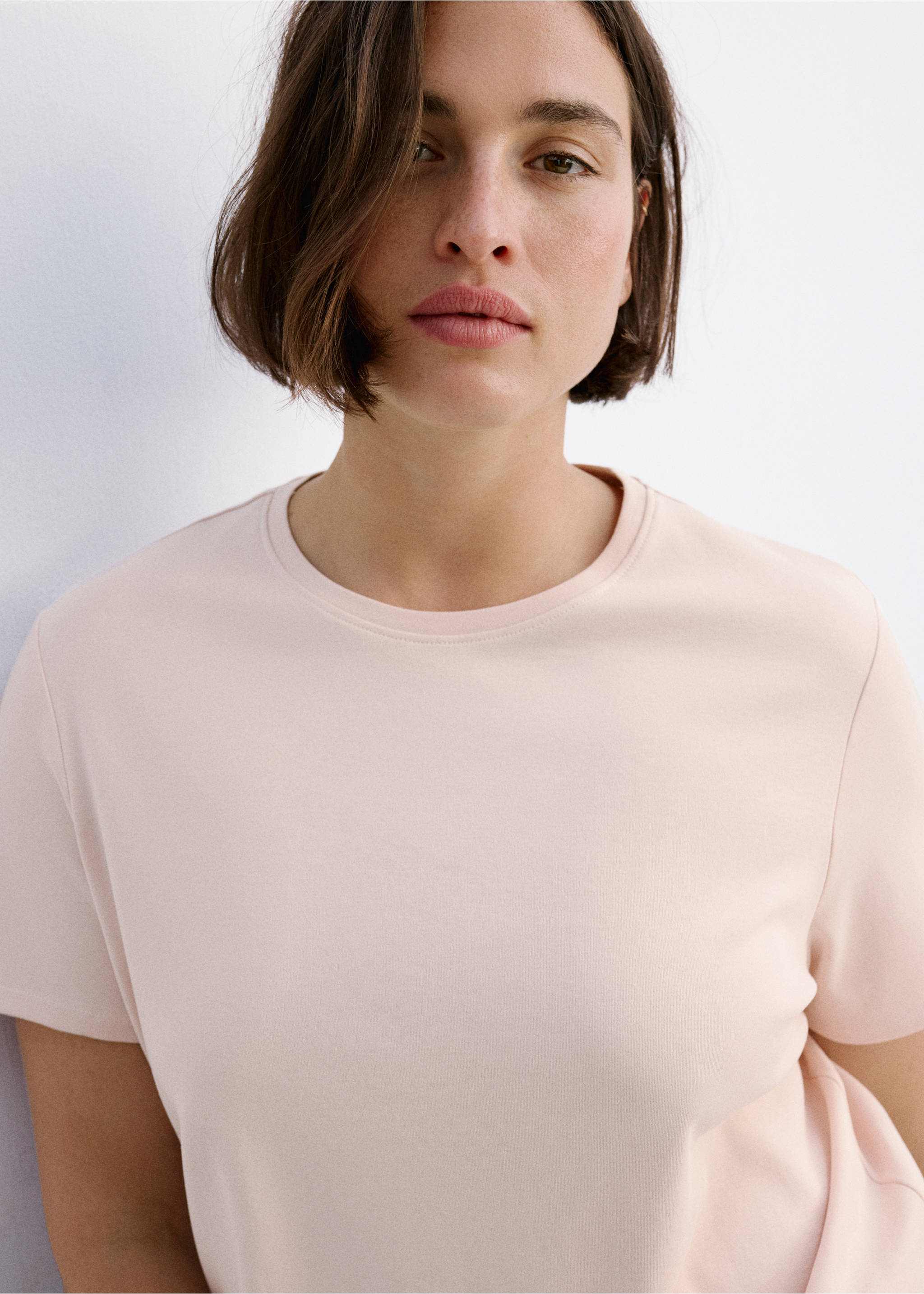 100% cotton t-shirt - Details of the article 4, Pastel Pink. Ref: 37091331-00.