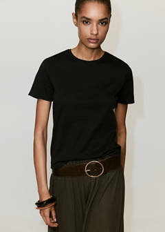 100% cotton round neck t-shirt — Black 1