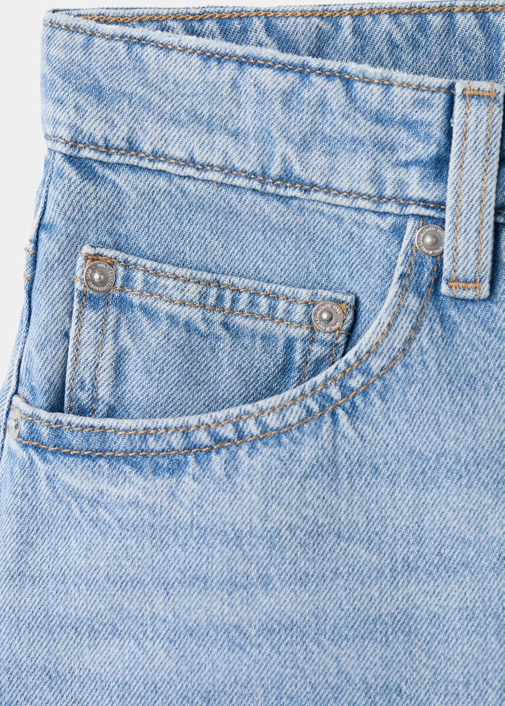 Straight low-rise denim Bermuda shorts — Medium Blue