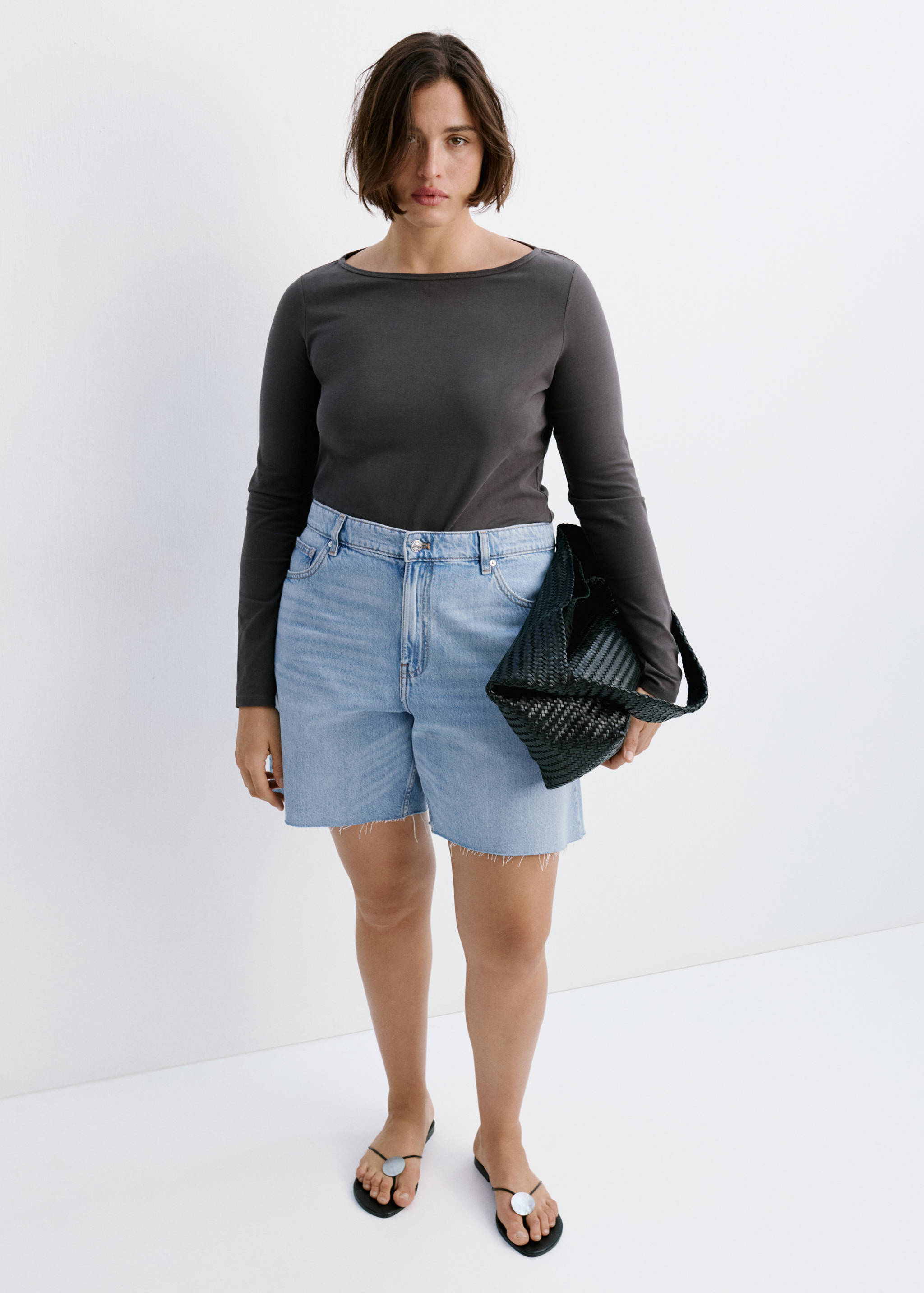 Bermudas denim rectas tiro bajo - Detalle del artículo 3