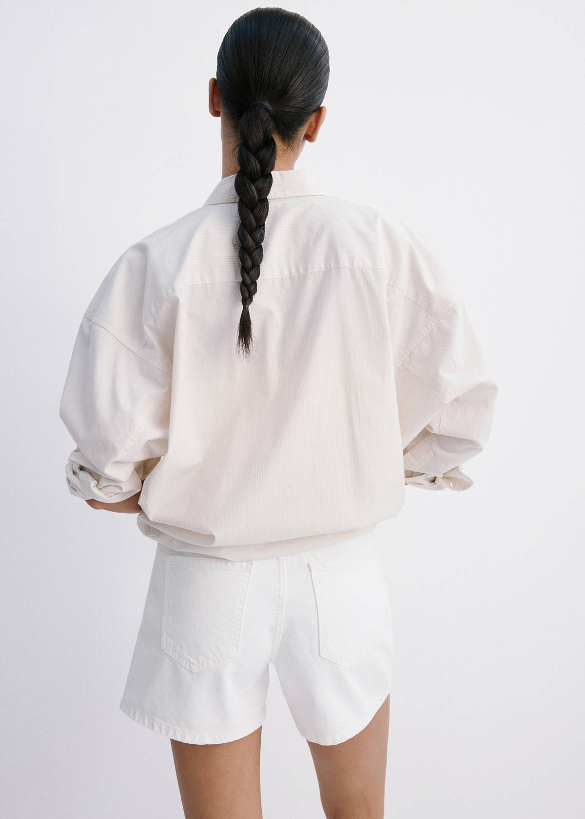 Straight-fit denim shorts — White