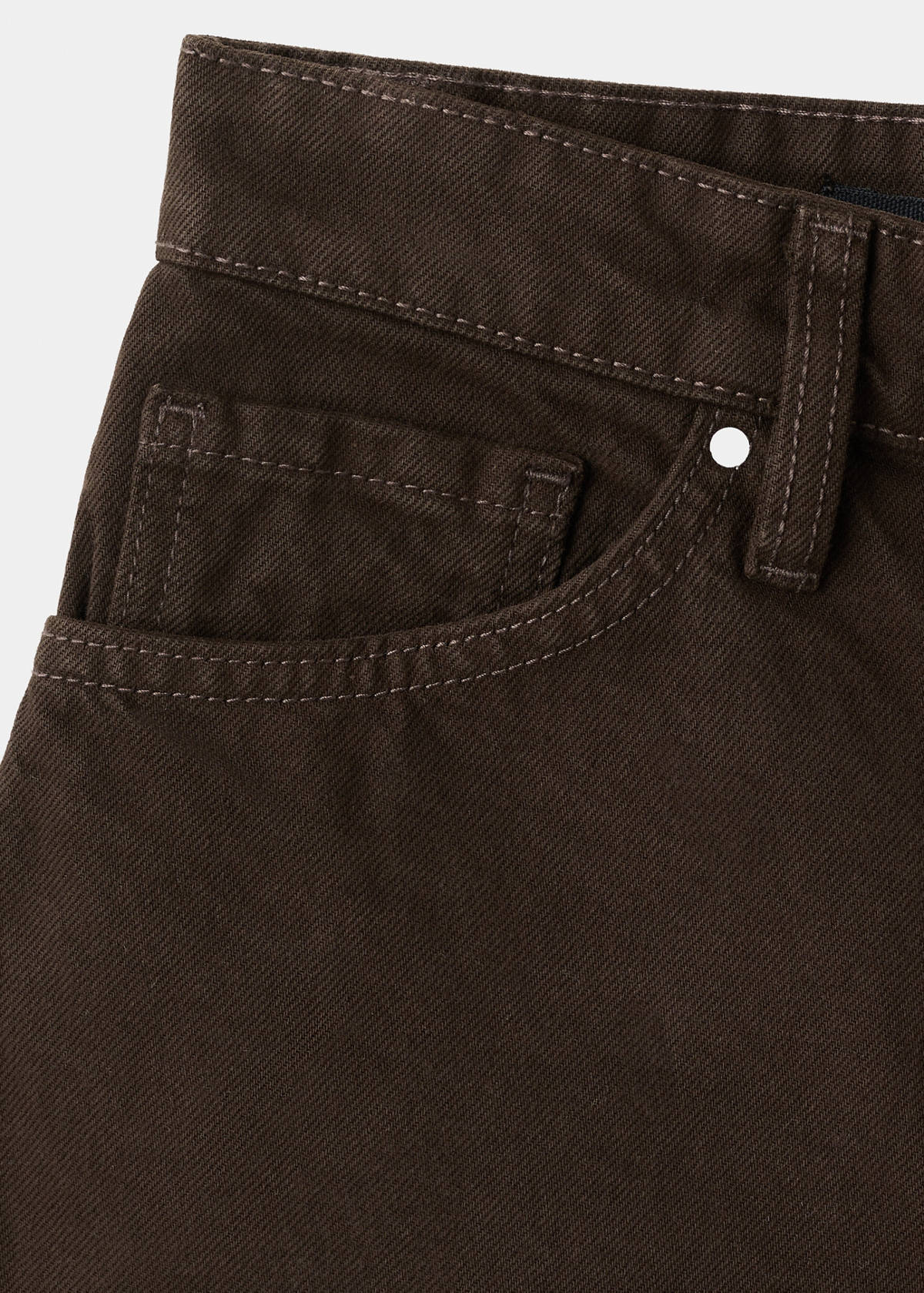 Straight-fit denim shorts — Chocolate
