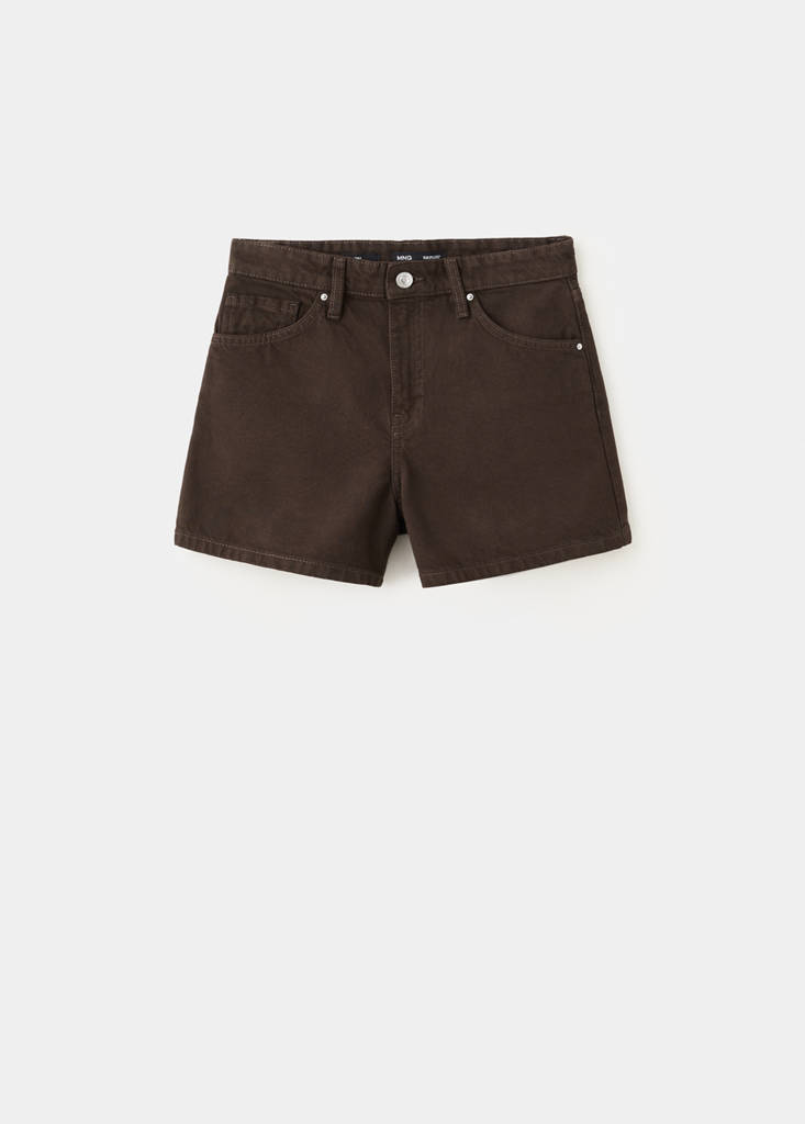 Straight-fit denim shorts — Chocolate