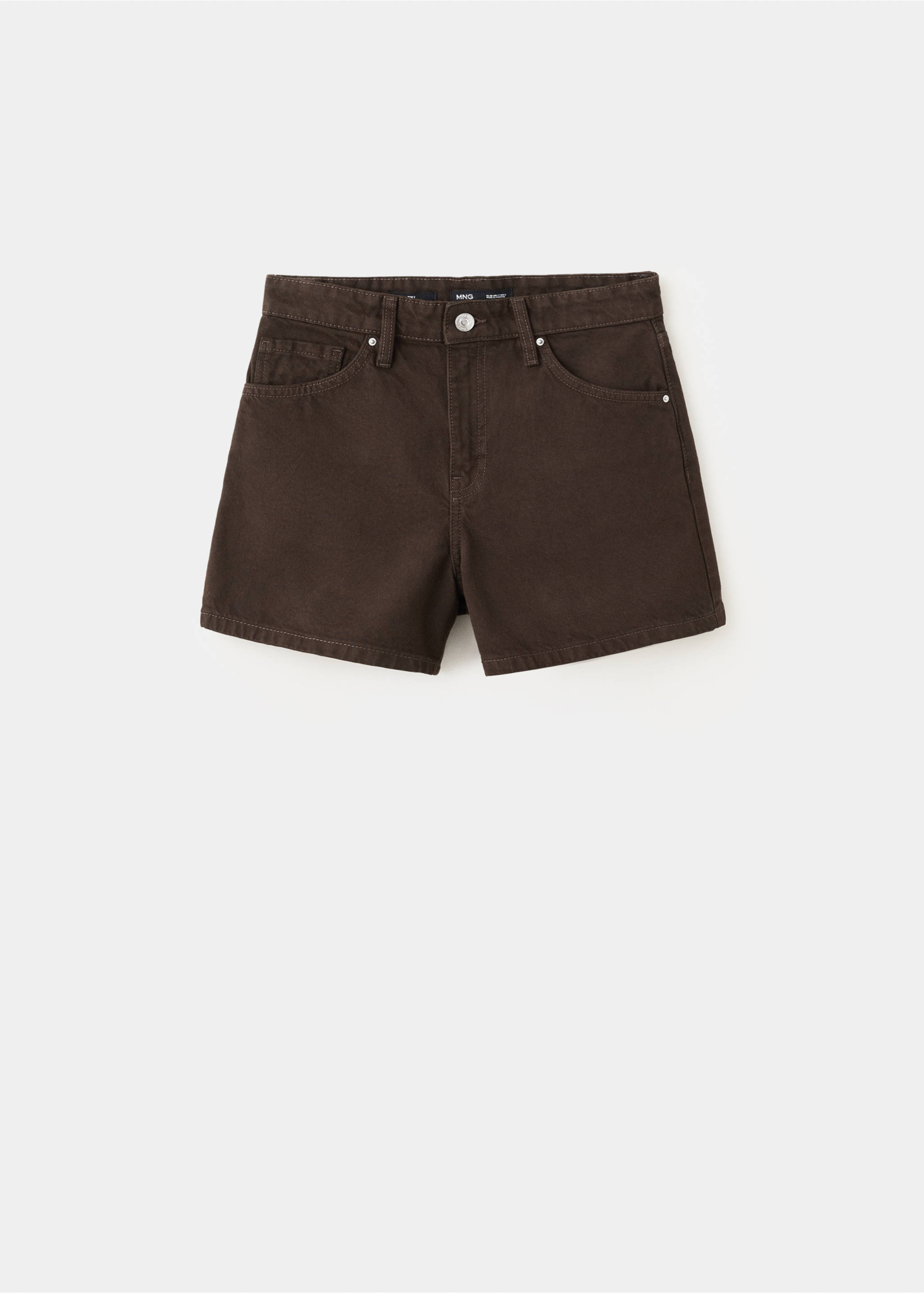 Straight-fit denim shorts - Article without model, Chocolate. Ref: 37091334-00.