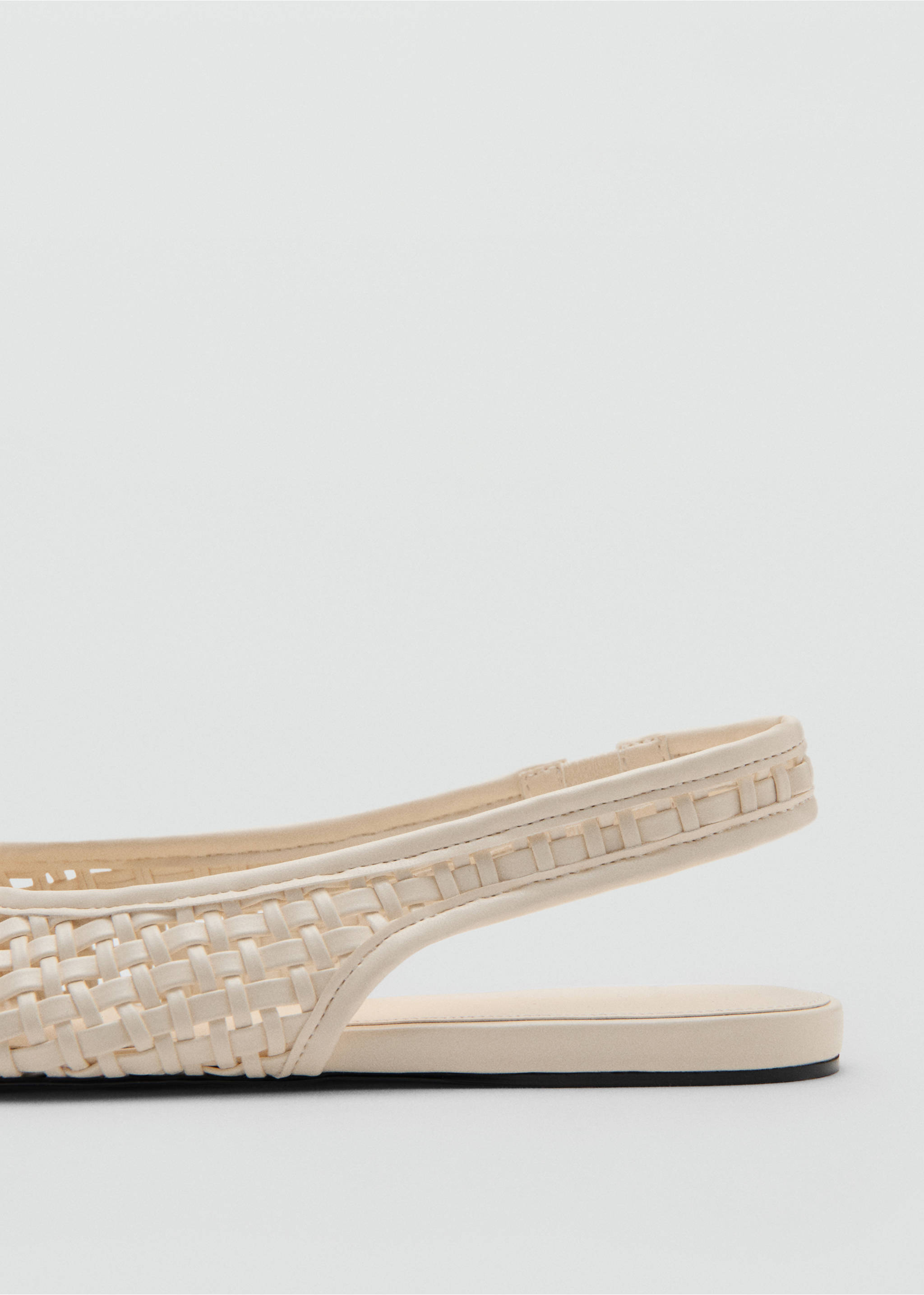 Braided backless ballerina flat - Details of the article 1, White. Ref: 37091338-00.