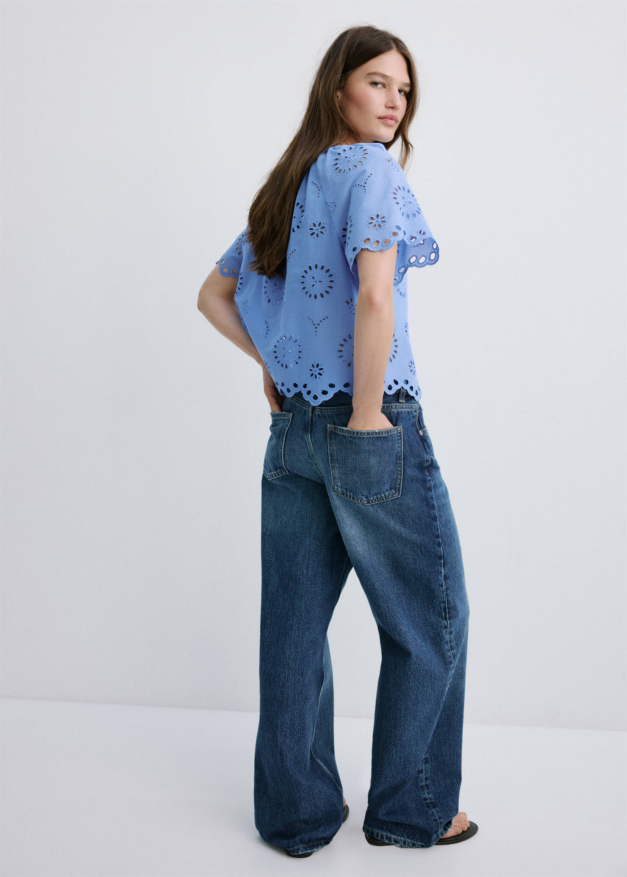 100% cotton blouse with broderie anglaise embroidery - Reverse of the article