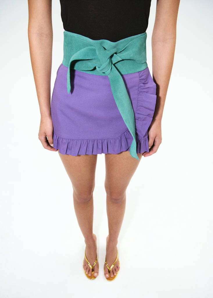 Suede obi belt — Turquoise