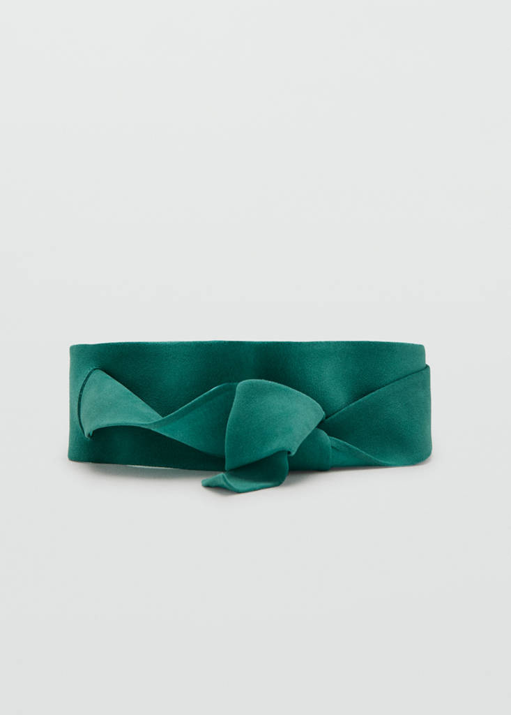 Suede obi belt — Turquoise
