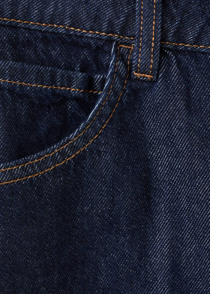 Straight-fit denim bermuda shorts — Open Blue