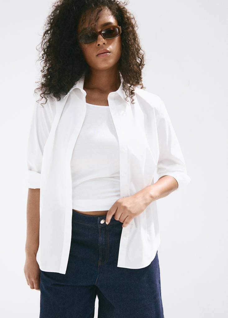 Straight-fit denim bermuda shorts — Open Blue