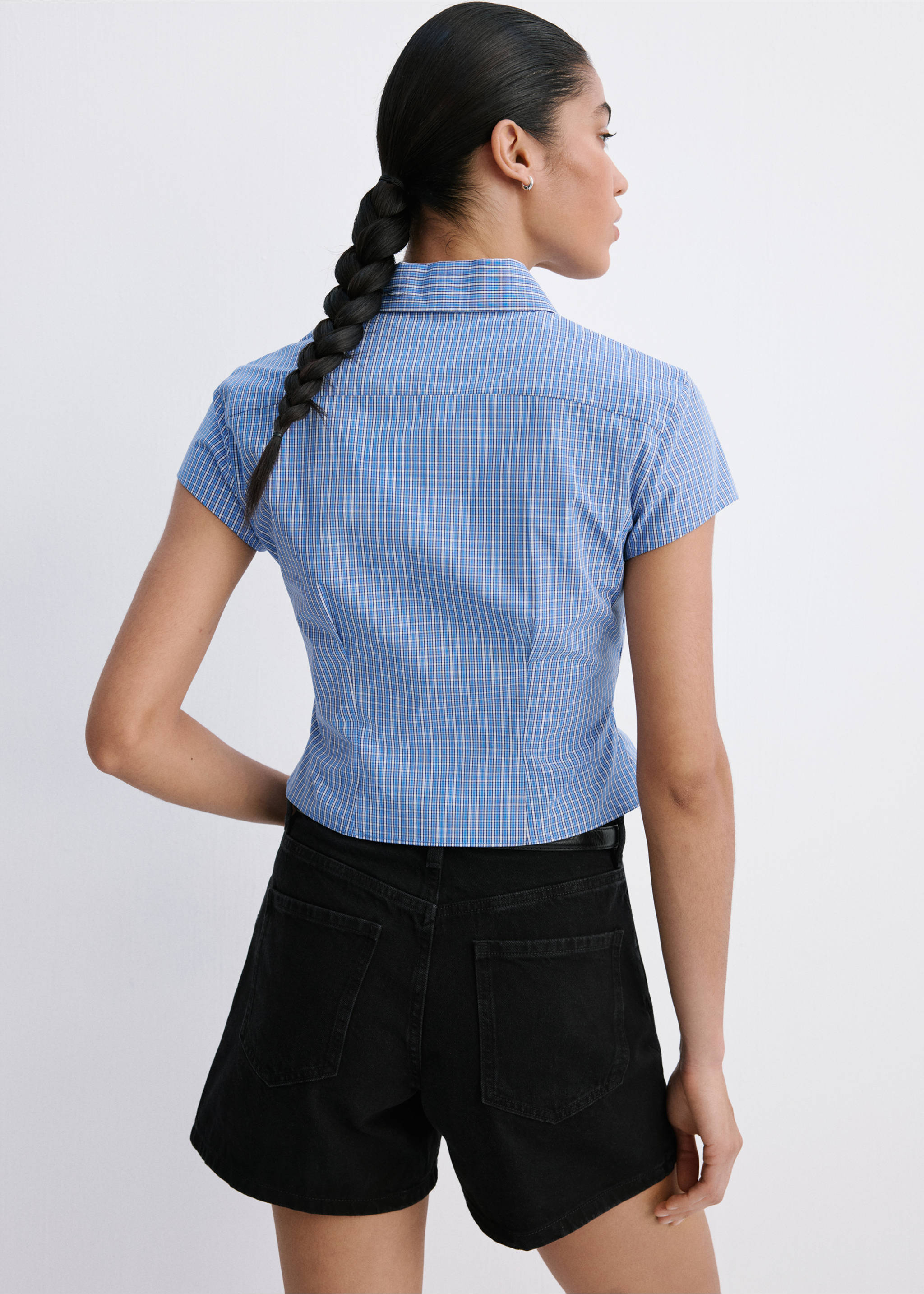 Short en jean droit - Verso de l’article, Black denim. Ref: 37091345-00.