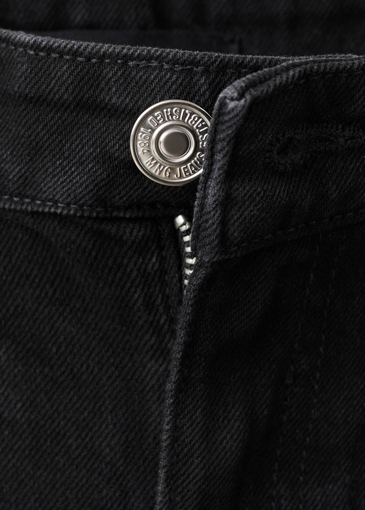 Straight-fit denim shorts — Black denim