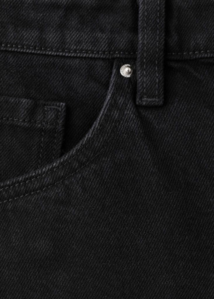 Straight-fit denim shorts — Black denim