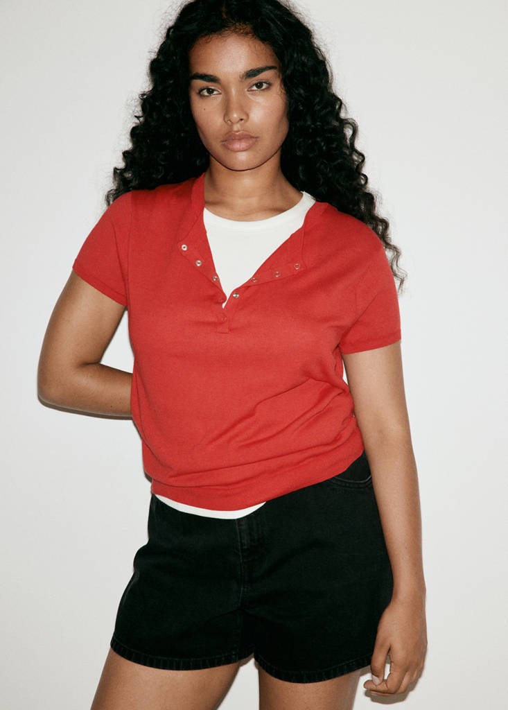 Straight-fit denim shorts — Black denim