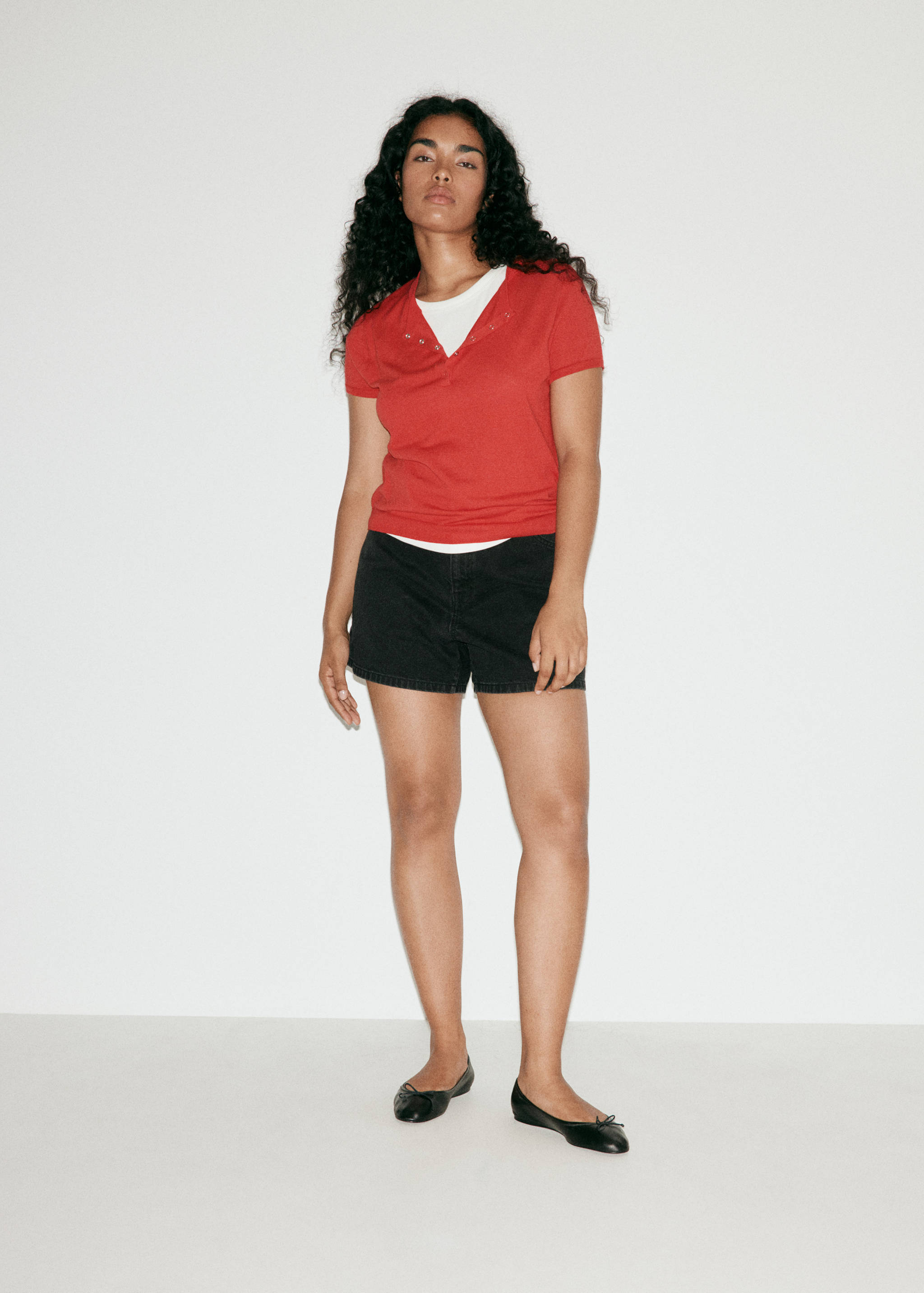 Straight-fit denim shorts - Details of the article 5