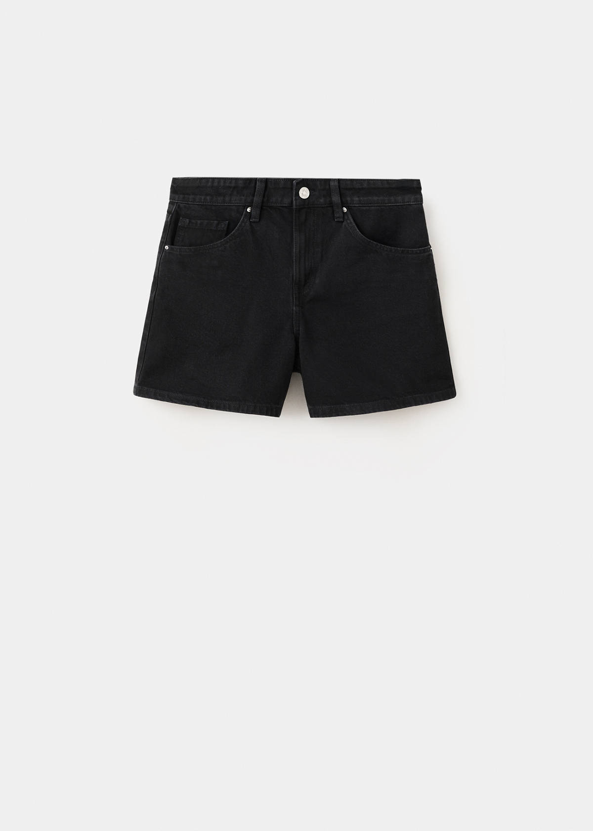 Straight-fit denim shorts — Black denim