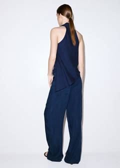 Denim pants with bow belt — Dark Blue 3