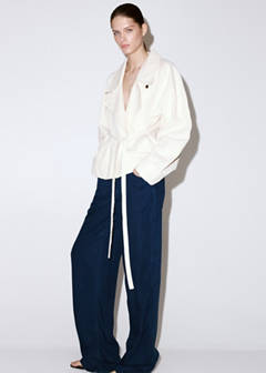 Denim pants with bow belt — Dark Blue 4