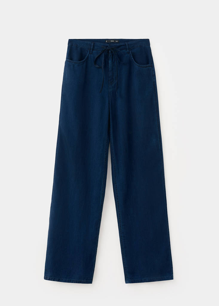 Denim pants with bow belt - thumbnail 4