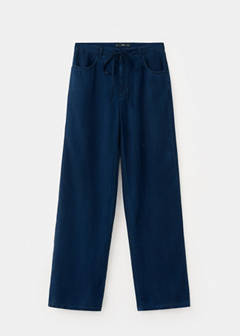 Denim pants with bow belt — Dark Blue 5