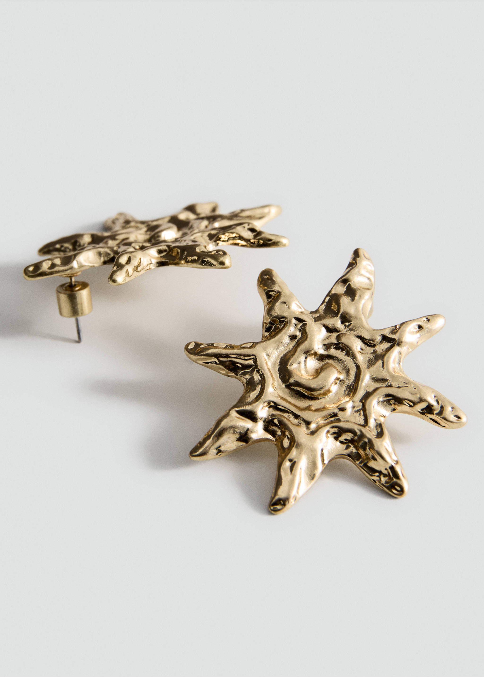 Textured sun earrings - Medium plane, Gold. Ref: 37091348-00.